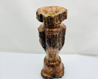 Large Vintage Live Edge Chrysanthemum Wood Vase- Hand Turned 12” Wooden Candle Holder