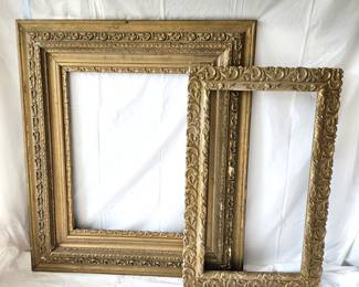 Set of Two Antique Wood Carved Ornate Picture Frames both Gilded