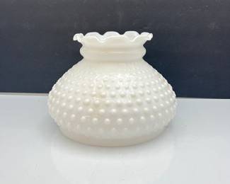 Vintage Hobnail Milk Glass Ruffle Top Lampshade