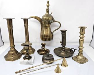 - Vintage Brass Decorative Items- Various Candle Sticks, Teapot and more
