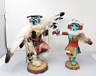 Lot #6 - Set of Two Native American Hopi Kachinas - "Eagle Dancer" by Helen Spencer & "Morning Singer" Signed by Chavez