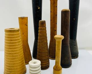 Lot of Antique Wooden Bobbin, Spools and Spindles