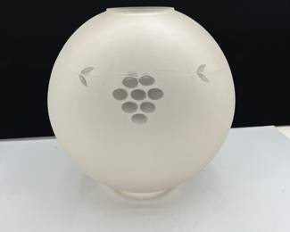 Large Frosted Glass Globe Lampshade with Etched Grape Design