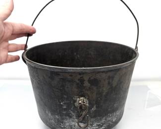Antique Cast Iron Cooking Pot- Open Fire Pot with Feet and Handle
