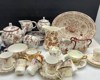 Lot #160 -Assorted Vintage and Antique China, Transfer Ware, Tea Set, and Decorative Tableware Lot