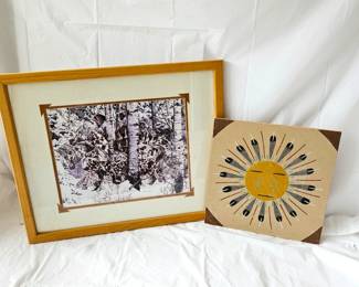 Judy Larson "In the Company of Wolves" Framed Lithograph Plus Native American Sand Art