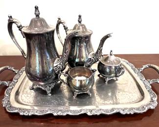 Oneida 5-piece coffee and tea set with tray