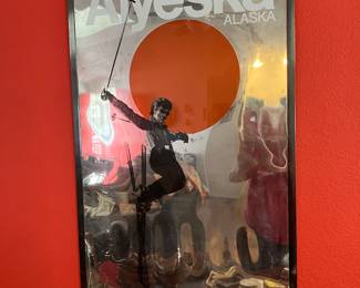 David Pollack Travel Poster...Alyeska/Alaska...Highly Reflective Foil..'.1970's art of the skier jumping'  (Please note foil posters are difficult to find in perfect condition..).