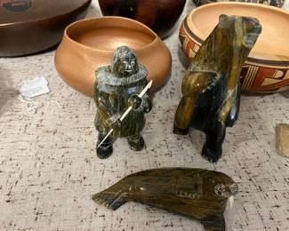 Vintage Alaskan animal & eskimo figures...artist Otto Soolook