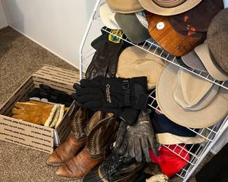 Hats (Ralph Lorean Polo. Jaxon, Herschel, Stacy Adams...) Shoes (cowboy boot, Kaufman/Canada, scandals, tennis) gloves (Reurch, Carhartt, leather, work...)