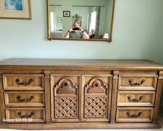 Vintage Italian Neo-Classic Bedroom Set from the Velero Collection (includes Headboard, 2 nightstands with drawers, and full size dresser)