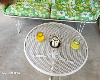 Vintage Wire-Mesh and Iron Bistro Table