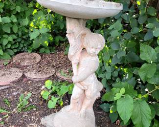 Vintage Cherub Angel Birdbath