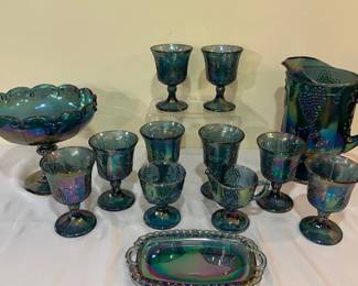 Blue Carnival Glass