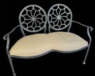 Decorative Curved Metal Bench for Two