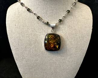 Sterling Silver & Amber Necklace