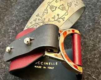 Coccinelle Leather & Pewter Bracelet (Made in Italy)