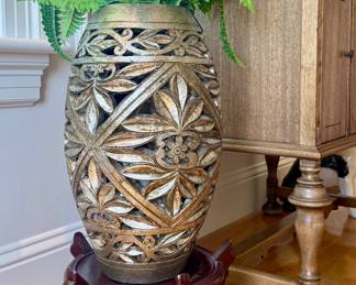Carved Vase on Rosewood Stand