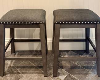 (2) Counter Stools with Nailhead Trim