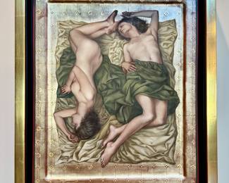 "Harmony in Green" Gold Leaf & Egg Tempera on Panel, Signed Scherer & Ouporov with COA