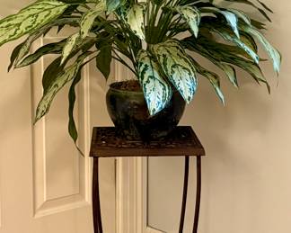 Iron Plant Stand & Faux Arrangement