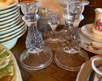 Pineapple cut glass candle holders