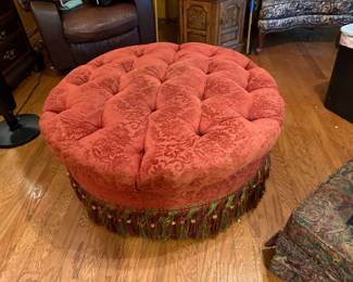 Large Red plush ottoman