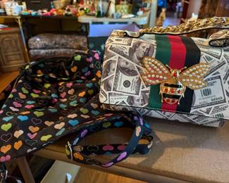 100 Dollar Bills C-Notes Queen Bee Stripe Boxy Satchel