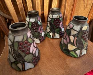 Vintage Stained Glass Cardinal Bird Light Fixture Pendant Lamp ShadeS