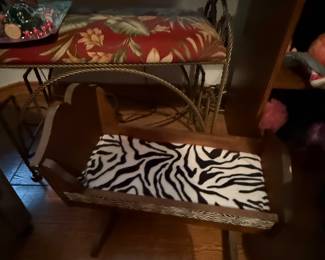 wooden doll cradle