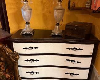 Black & White Dresser with Glass Knobs