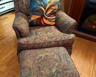 Upholstered Arm Chair with Matching Ottoman