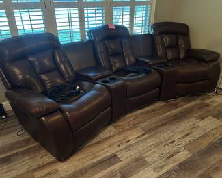 Electric reclining curved sofa