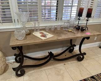 Great very nice slate and metal sofa table