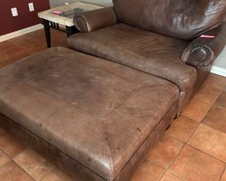 Leather chair and ottoman