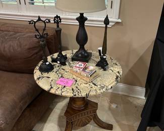 Granite top round end table