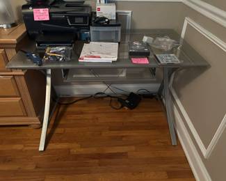 Glass and metal computer desk