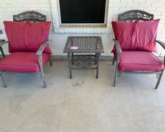 Nice metal patio chairs and end tables