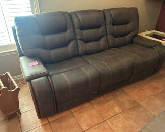 Electric suede reclining sofa