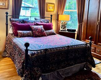 Queen Iron Bed & Ralph Lauren Poets Society Bedding