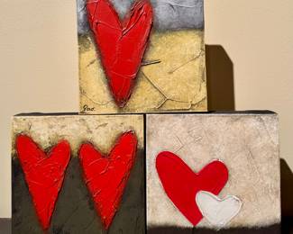 "Hearts" Oil on Canvas, Signed Pao (Paola Alonso Rangel)