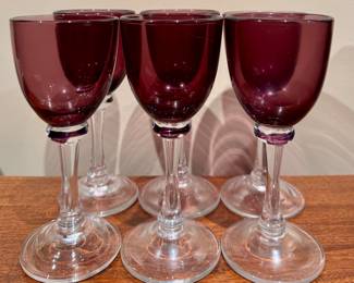(6) Art Glass Wine Glasses