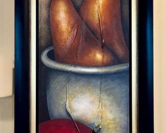 "Apple & Pears" Acrylic on Canvas, Signed Charest with COA