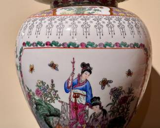 (2) Chinese Famille Rose Temple Jars