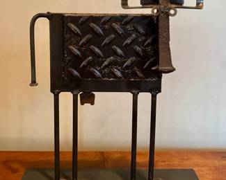 Bill Heise Welded Metal Bull Sculpture