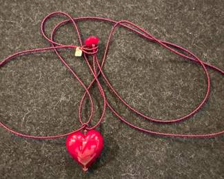 David Penso Art Glass Heart Necklace