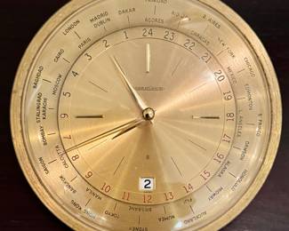 Jaeger LeCoultre Midcentury World Time 8 Day Bronze Desk Clock