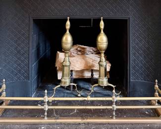 Brass Fireplace Bumper & Andirons