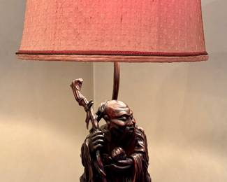 Carved Rosewood Lamp