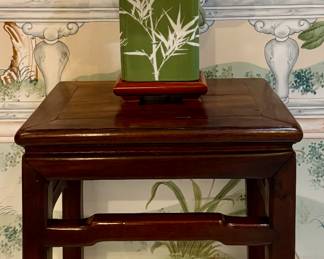 Rosewood Side Table & Bamboo Table Lamp
